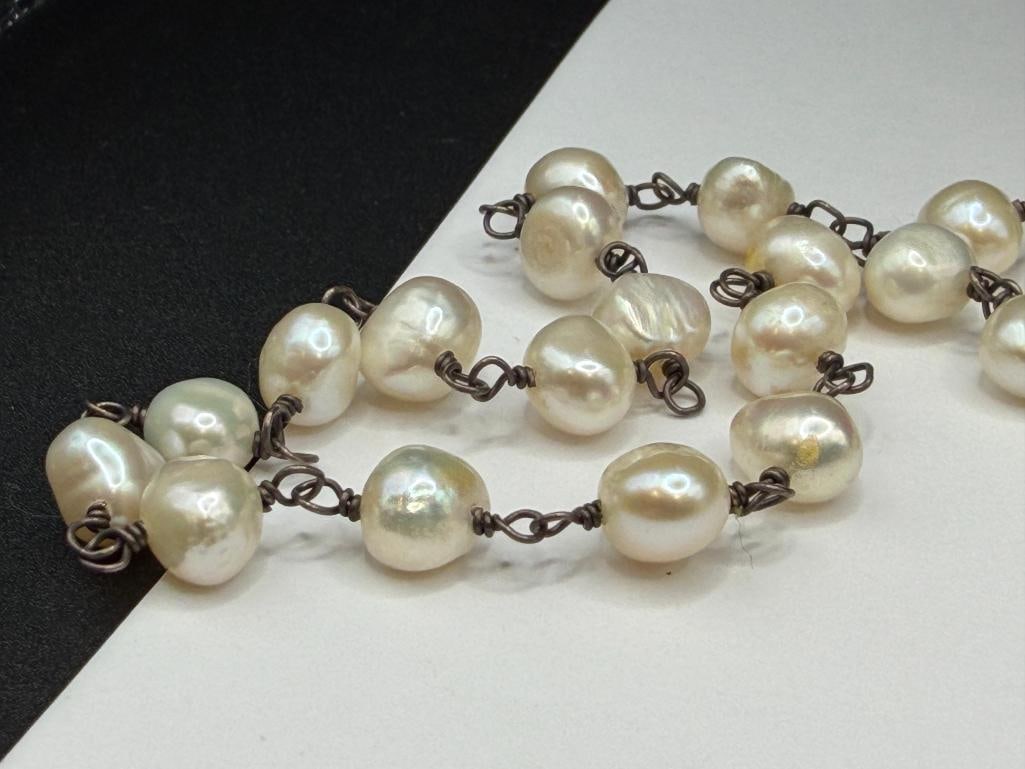 FRESHWATER PEARL NECKLACE WITH STERLING SILVER CLASP - 3