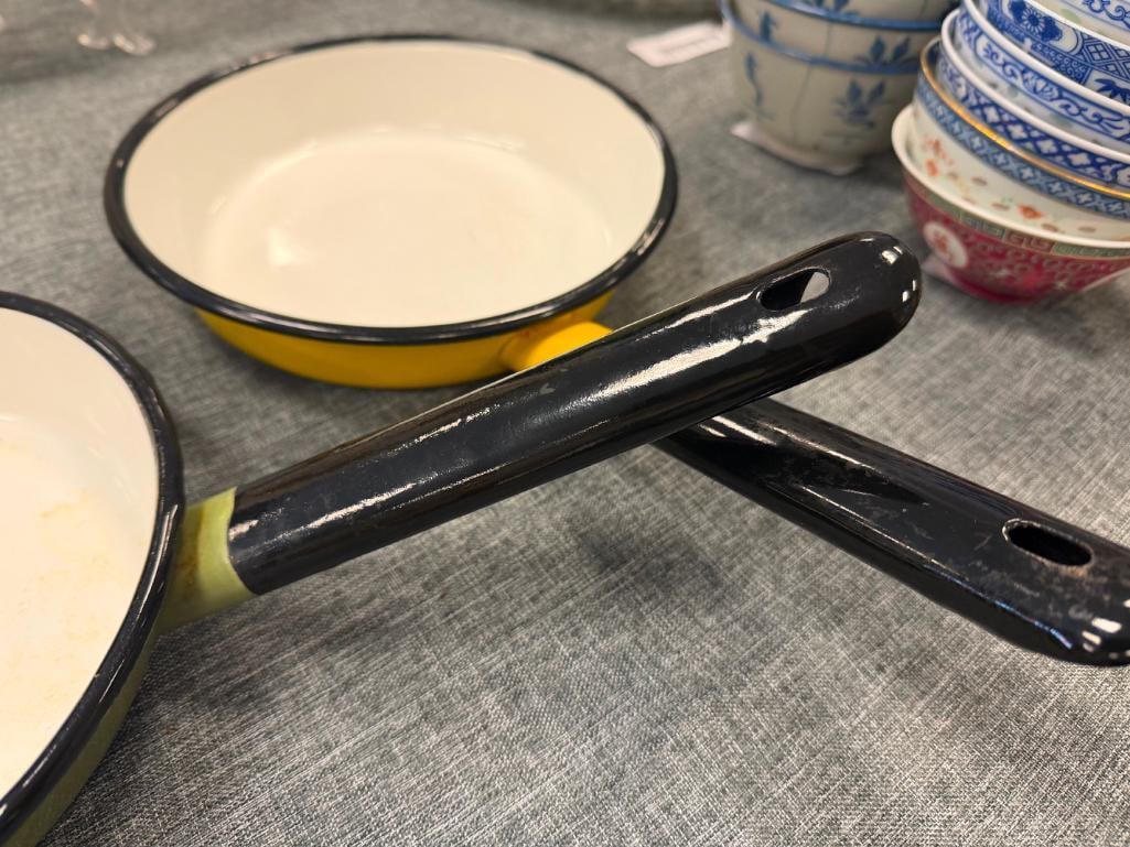 VINTAGE HUTA SILESIA POLISH MADE ENAMELED PANS CIRCA 1970'S - 6