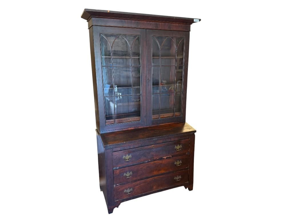 19TH CENTURY MAHOGANY FEDERAL STYLE SECRETARY'S DESK WITH BOOKCASE TOP (1 of 20)