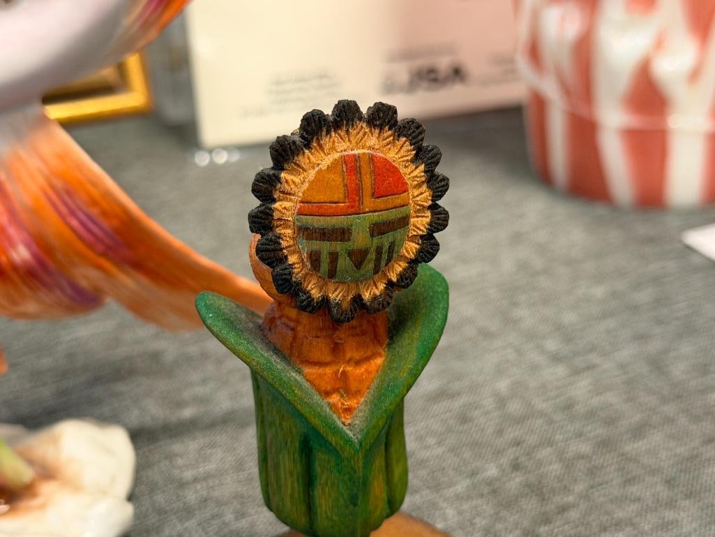 DAWA SUNFACE MINIATURE HAND CRAFTED HOPI COTTONWOOD KACHINA DOLL SIGNED "A.C." - 2