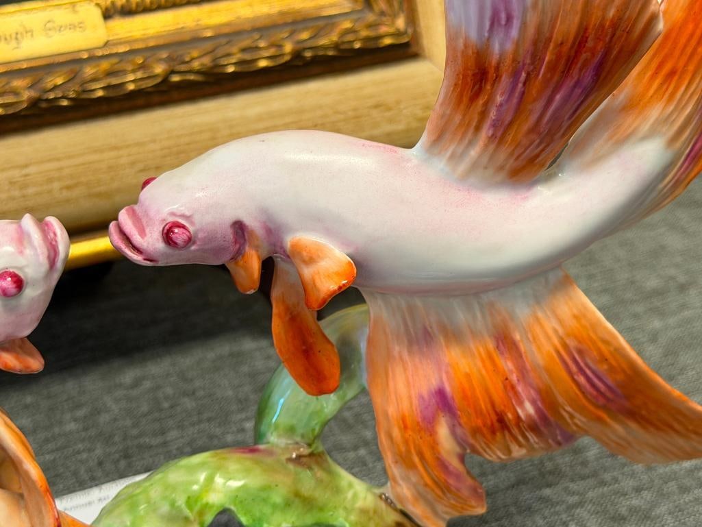 VINTAGE ROSENTHAL FIGHTING FISH (KAMPFENDE FISCHE) PORCELAIN FIGURINE DESIGNED BY FRITZ HEIDENREICH - 3