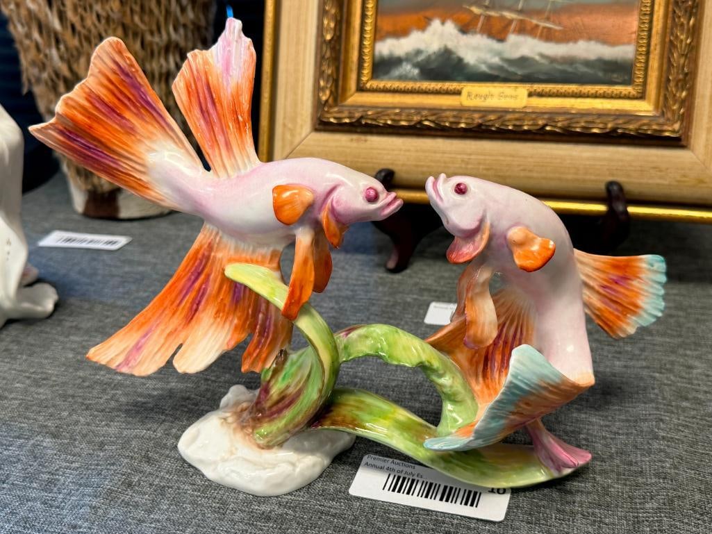 VINTAGE ROSENTHAL FIGHTING FISH (KAMPFENDE FISCHE) PORCELAIN FIGURINE DESIGNED BY FRITZ HEIDENREICH - 6