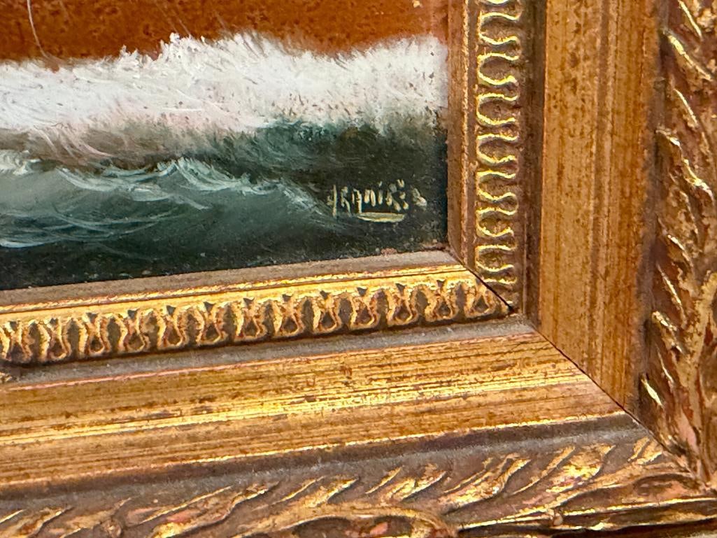 HENRY RAMIREZ ARGENTINIAN ARTIST ORIGINAL OIL ON COPPER PAINTING OF CLIPPER SHIP TITLED ROUGH SEAS - 5