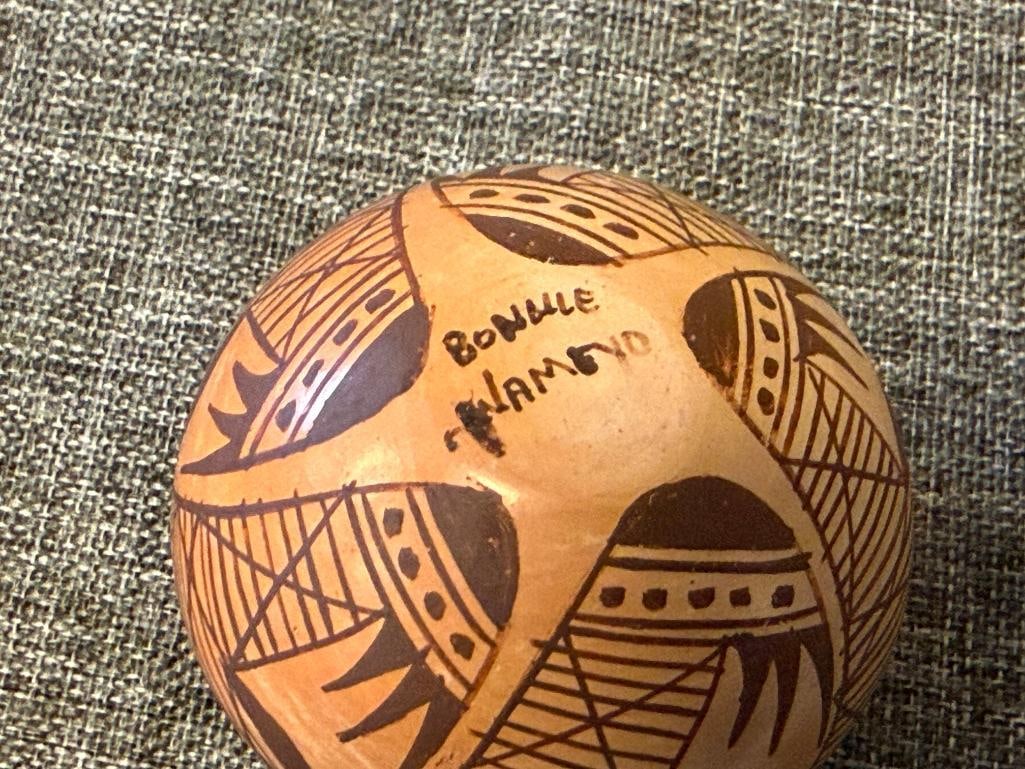 20TH CENTURY HAND MADE NAMPEYO HOPI-TEWA NATIVE AMERICAN POTTERY MINIATURE POT - 5