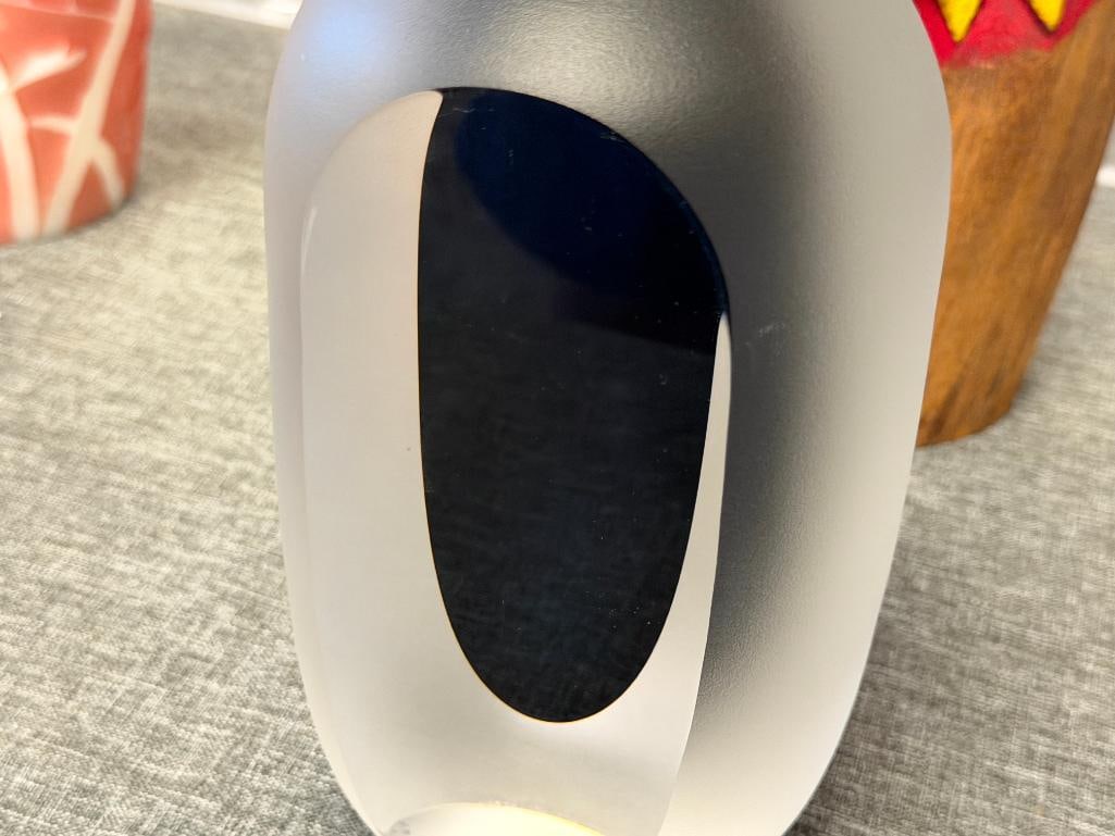 ORREFORS WHITE VELVET CRYSTAL VASE DESIGNED BY LENA BERGSTROM - 2
