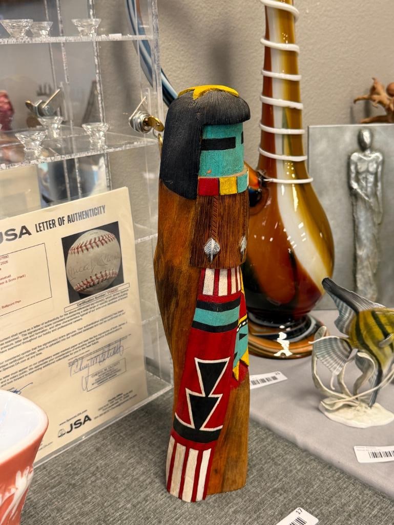 VINCENT LONG 20TH CENTURY NAVAJO ARTIST HAND-CARVED KACHINA DOLL MADE FROM COTTONWOOD ROOT - 2
