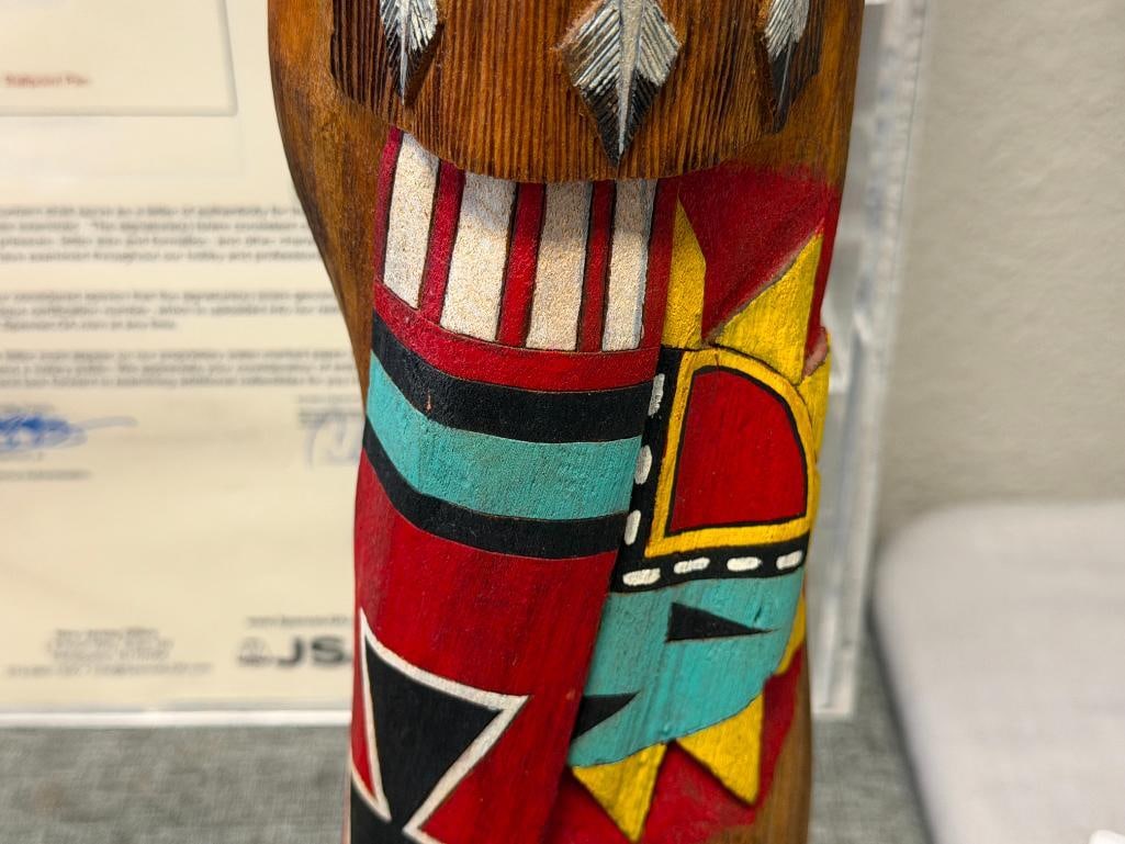 VINCENT LONG 20TH CENTURY NAVAJO ARTIST HAND-CARVED KACHINA DOLL MADE FROM COTTONWOOD ROOT - 5