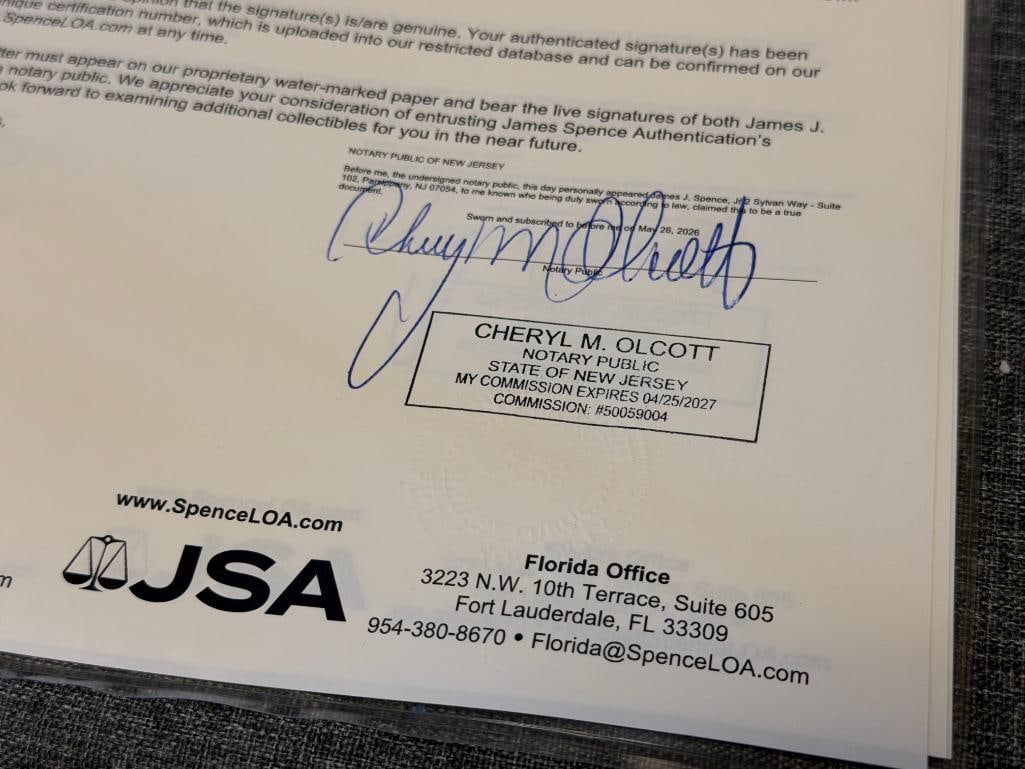 HALL OF FAMER HANK AARON AUTOGRAHED BASEBALL AUTHENTICATED BY JSA WITH CERTIFICATE - 10