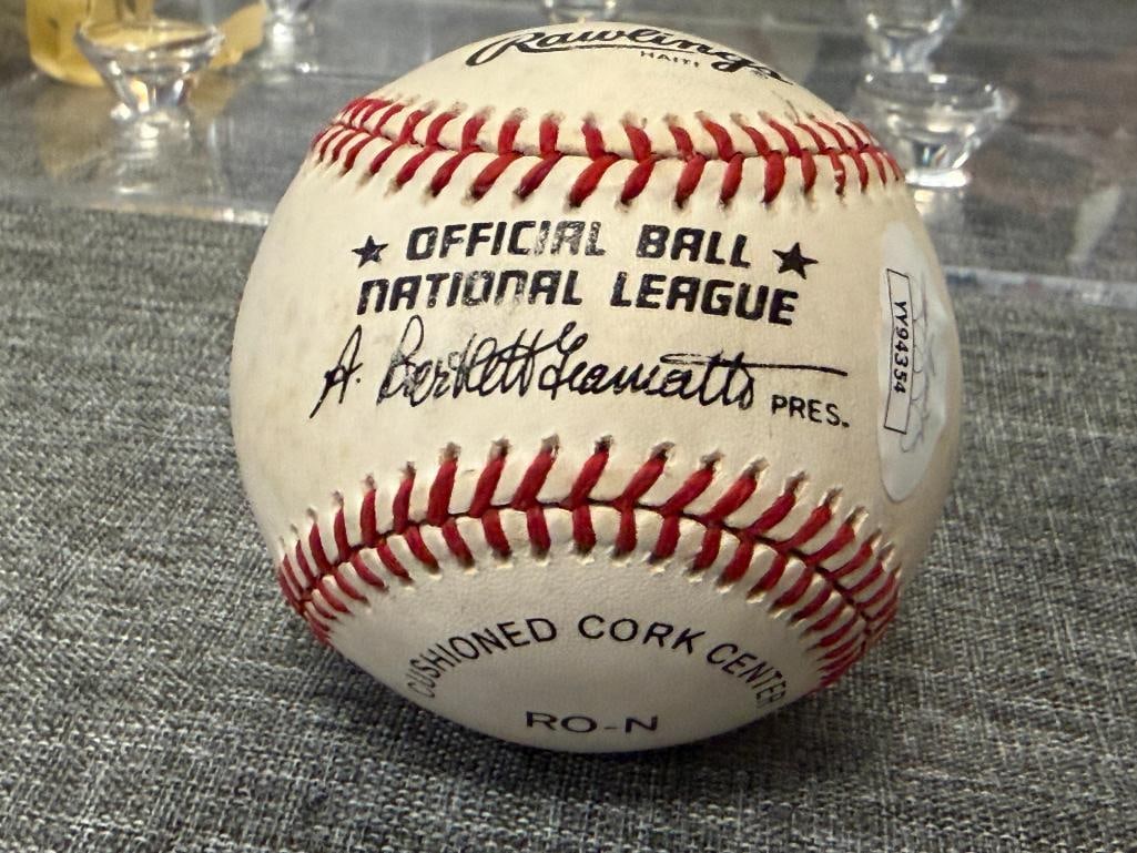 HALL OF FAMER WILLIE MAYS AUTOGRAPHED BASEBALL AUTHENTICATED BY JSA WITH CERTIFICATE - 5