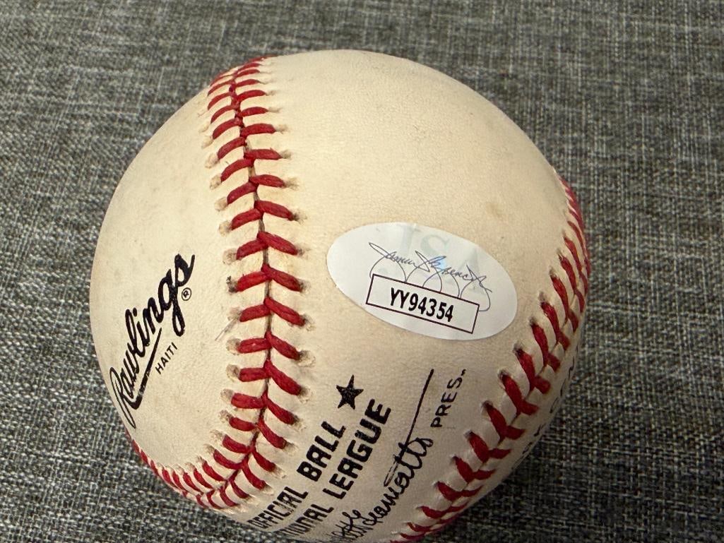 HALL OF FAMER WILLIE MAYS AUTOGRAPHED BASEBALL AUTHENTICATED BY JSA WITH CERTIFICATE - 6