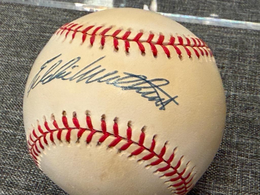 HALL OF FAMER EDDIE MATTHEWS AUTOGRAPHED BASEBALL AUTHENTICATED BY JSA WITH CERTIFICATE - 3