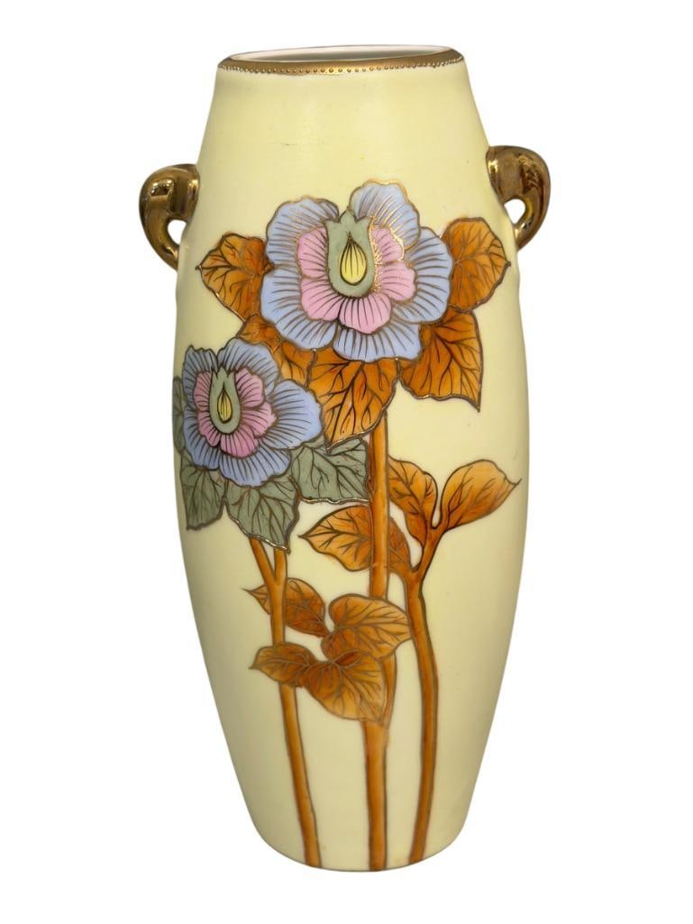 ROYAL CHINA NIPPON ART NOUVEAU CHINA VASE DECORATED WITH FLORAL DESIGN AND GILT ACCENTS (1 of 7)