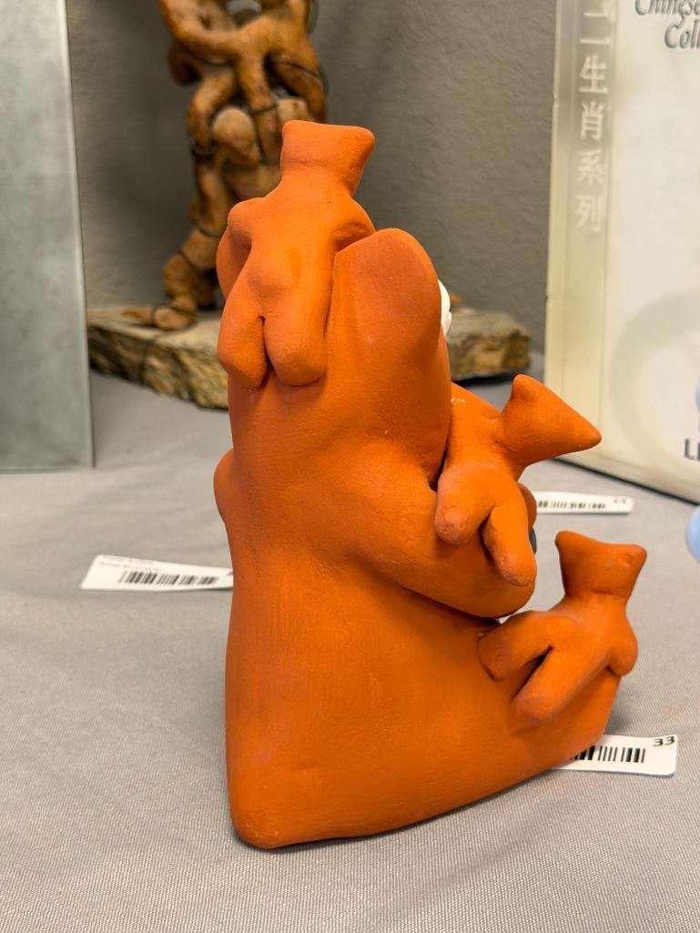 JUDY TOYA JEMEZ WATER CLAN ARTIST POTTERY CLAY FIGURE FOX AND PUPS STORY TELLER - 5