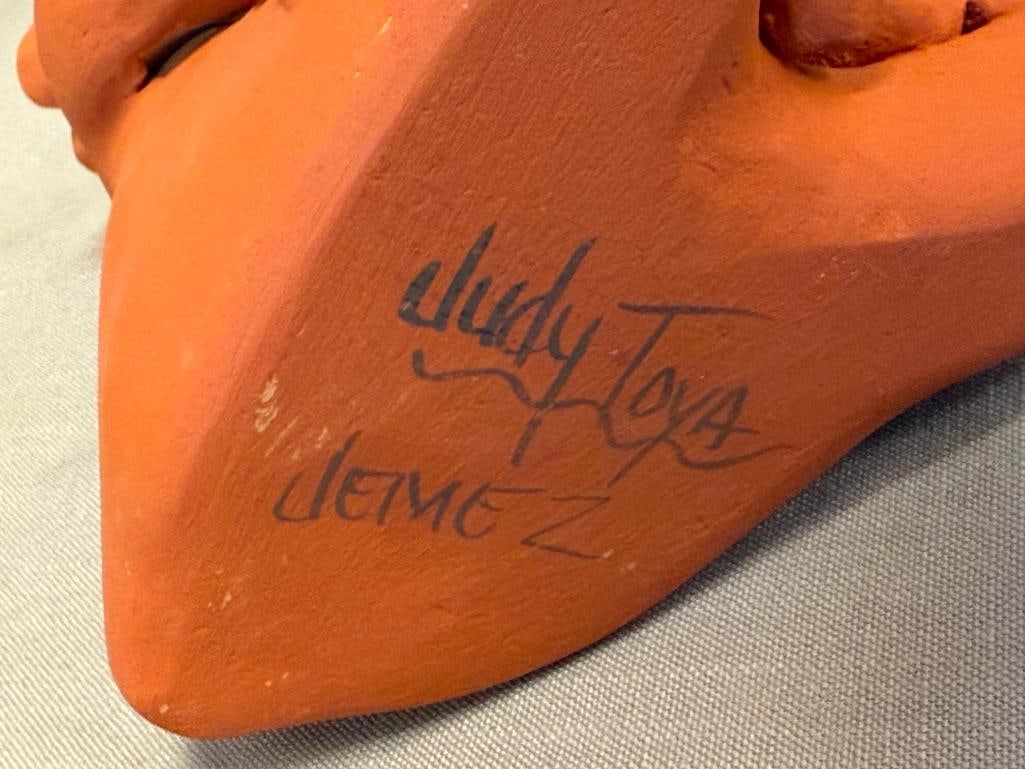 JUDY TOYA JEMEZ WATER CLAN ARTIST POTTERY CLAY FIGURE FOX AND PUPS STORY TELLER - 6