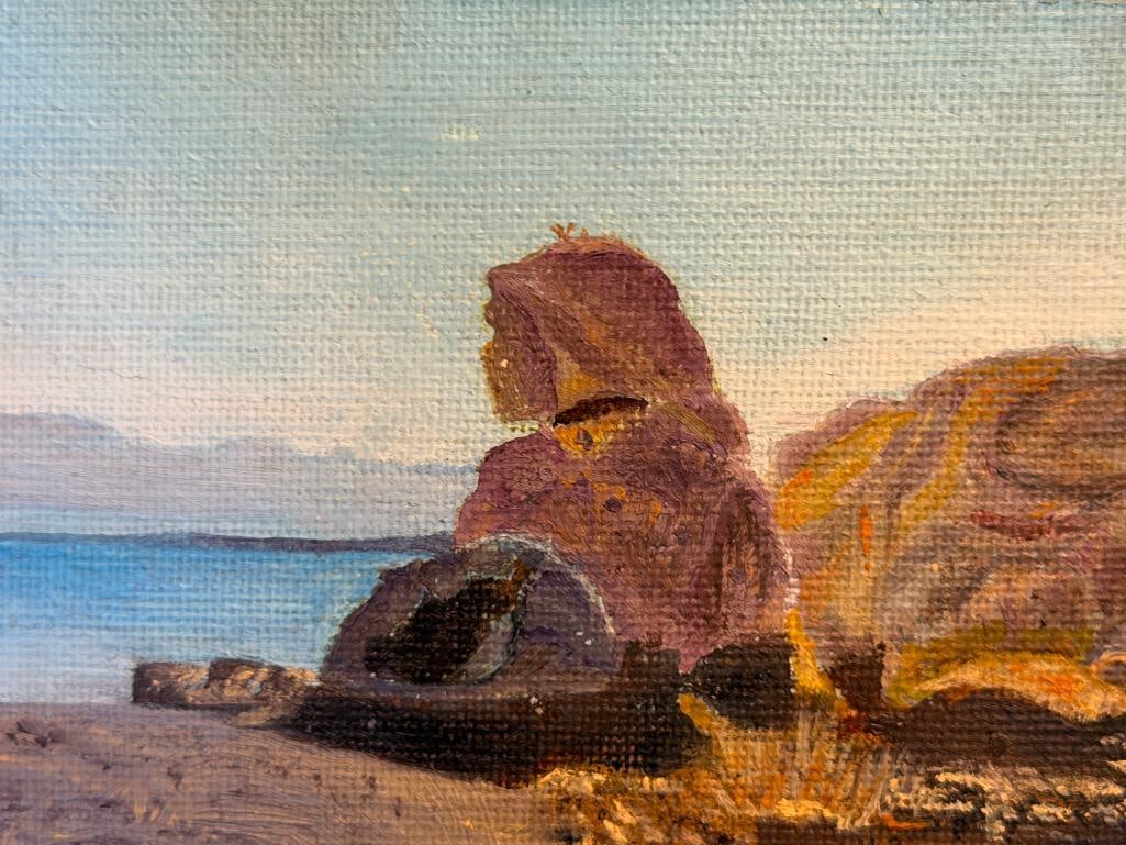 E.F. IVERSON NEVADA ARTIST ORIGINAL PAINTINGS ON CANVAS BOARD OF TUFA FORMATION IN PYRAMID LAKE - 7