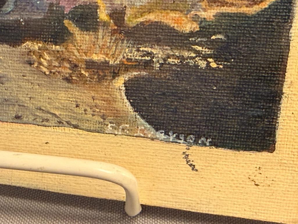E.F. IVERSON NEVADA ARTIST ORIGINAL PAINTINGS ON CANVAS BOARD OF TUFA FORMATION IN PYRAMID LAKE - 8