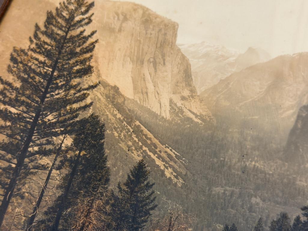 EARLY 20TH CENTURY HAND COLORED PHOTOGRAPH OF YOSEMITE VALLEY WITH WATERFALL BY HATZFELD - 10