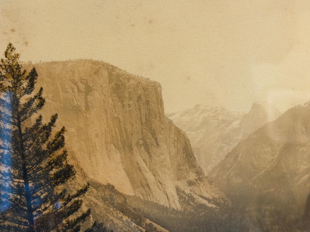 EARLY 20TH CENTURY HAND COLORED PHOTOGRAPH OF YOSEMITE VALLEY WITH WATERFALL BY HATZFELD - 4