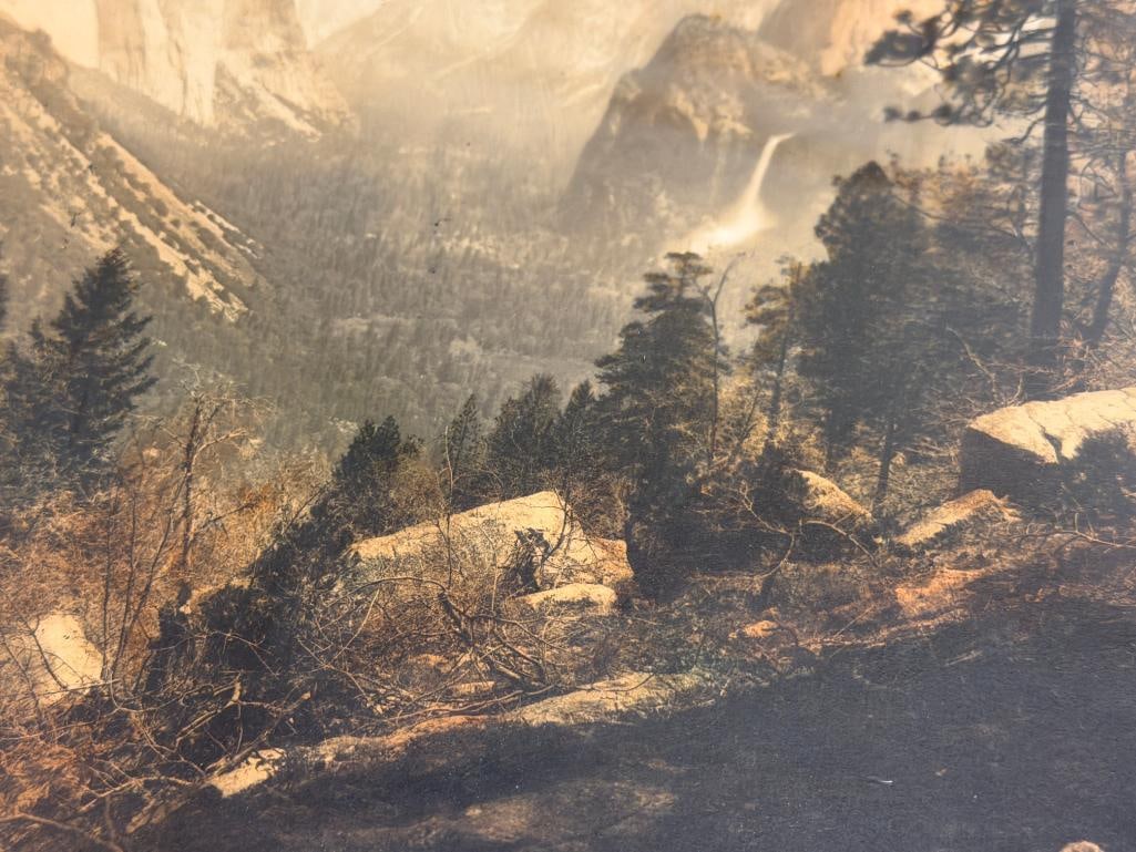 EARLY 20TH CENTURY HAND COLORED PHOTOGRAPH OF YOSEMITE VALLEY WITH WATERFALL BY HATZFELD - 9