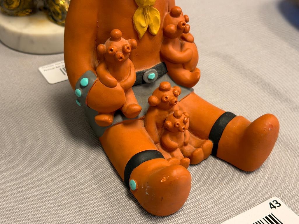 1987 TEISSEDRE NAVAJO NATIVE AMERICAN POTTERY CLAY MUDMAN STORYTELLER FIGURINE - 3