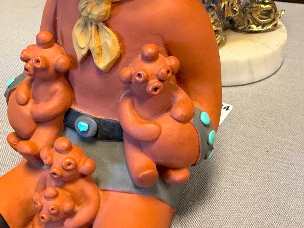 1987 TEISSEDRE NAVAJO NATIVE AMERICAN POTTERY CLAY MUDMAN STORYTELLER FIGURINE - 5