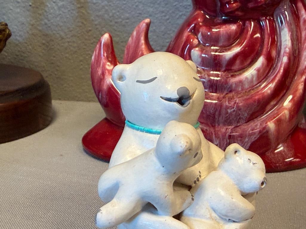 STELLA TELLER SOUTHWEST POTTERY BEAR STORYTELLER FIGURINE MADE IN SANTA FE, NM - 2