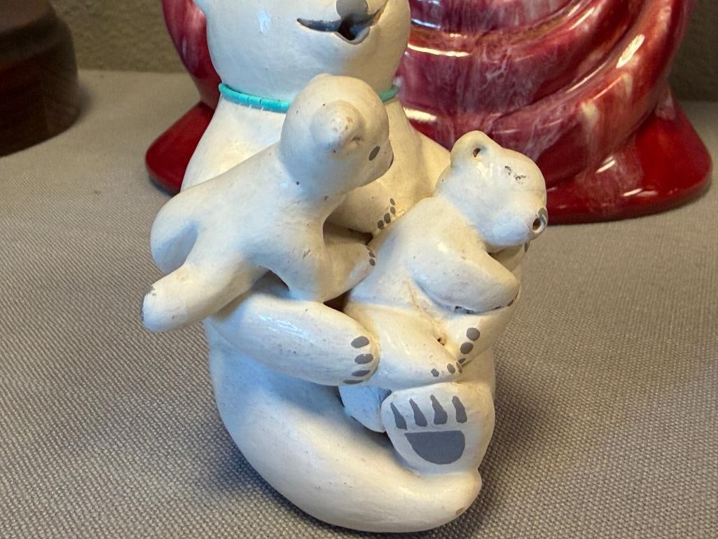 STELLA TELLER SOUTHWEST POTTERY BEAR STORYTELLER FIGURINE MADE IN SANTA FE, NM - 3