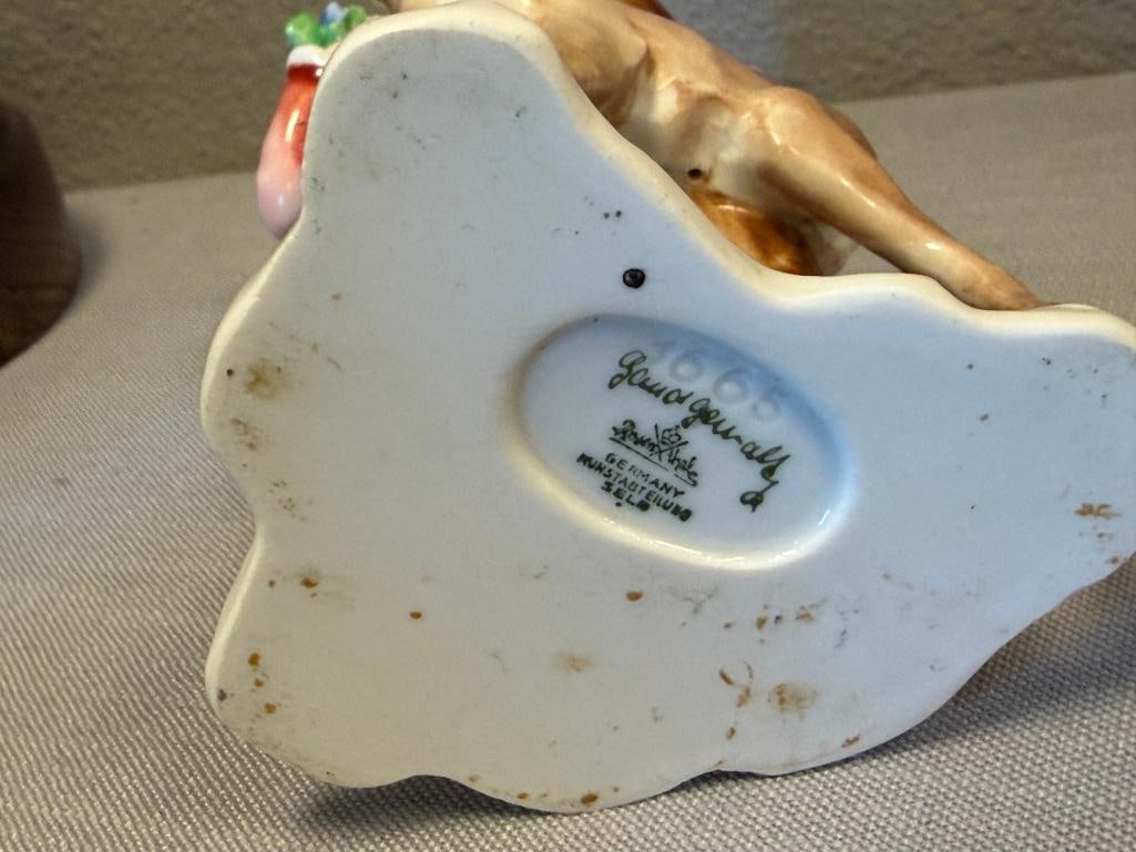 1930'S ROSENTHAL HAND PAINTED PORCELAIN FIGURINE GIRL FEEDING FAWN DESIGNED BY LORE FRIEDRICH GRO... - 7