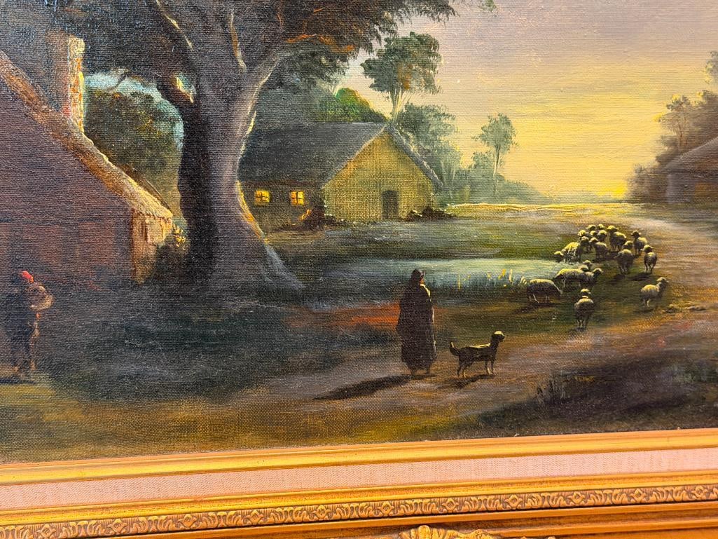 HENRY RAMIREZ ARGENTINIAN ARTIST ORIGINAL OIL ON CANVAS PAINTING SHEEP HERDER / LANDSCAPE - 4