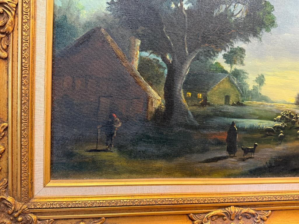 HENRY RAMIREZ ARGENTINIAN ARTIST ORIGINAL OIL ON CANVAS PAINTING SHEEP HERDER / LANDSCAPE - 7