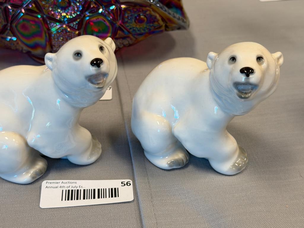 VINTAGE LOMONOSOV LFZ PORCELAIN POLAR BEAR FIGURINES MADE IN THE USSR - 2