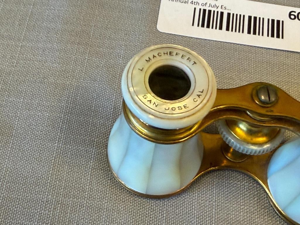 EARLY 20TH CENTURY LE MAIRE FRENCH BRASS OPERA GLASSES WITH MOTHER OF PEARL WRAPPED BARRELS - 2