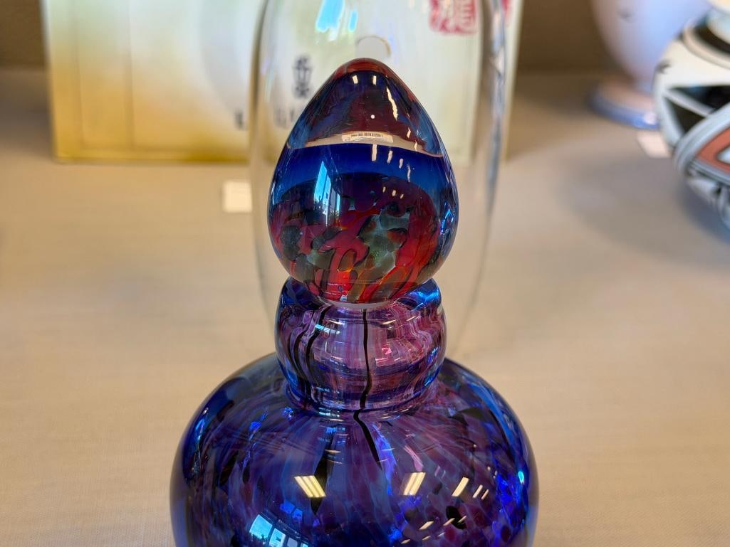 HEAVY HAND BLOWN ART GLASS CONFETTI FRAGRANCE / PERFUME BOTTLE WITH DAUBER - 2