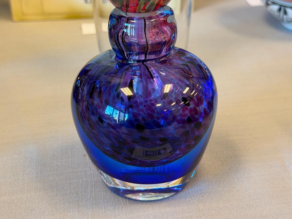 HEAVY HAND BLOWN ART GLASS CONFETTI FRAGRANCE / PERFUME BOTTLE WITH DAUBER - 3