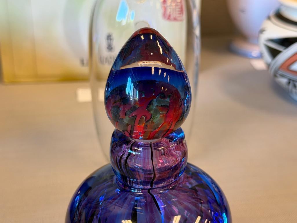 HEAVY HAND BLOWN ART GLASS CONFETTI FRAGRANCE / PERFUME BOTTLE WITH DAUBER - 4