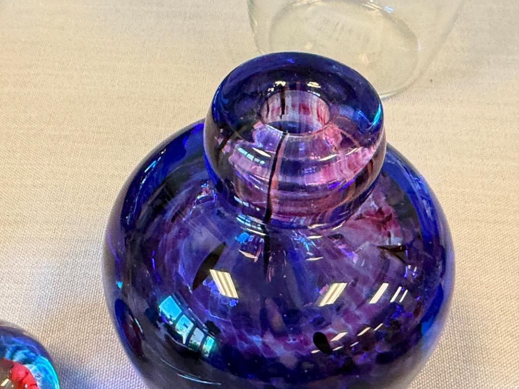 HEAVY HAND BLOWN ART GLASS CONFETTI FRAGRANCE / PERFUME BOTTLE WITH DAUBER - 5