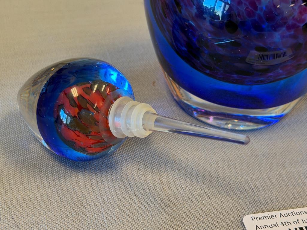 HEAVY HAND BLOWN ART GLASS CONFETTI FRAGRANCE / PERFUME BOTTLE WITH DAUBER - 6