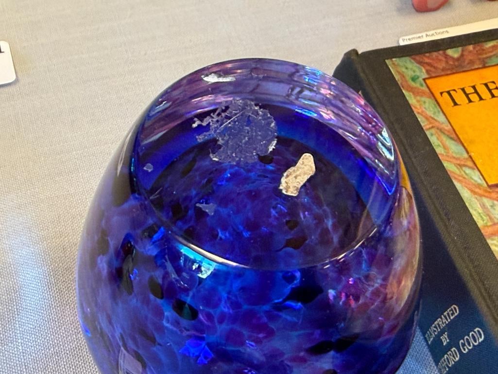 HEAVY HAND BLOWN ART GLASS CONFETTI FRAGRANCE / PERFUME BOTTLE WITH DAUBER - 7