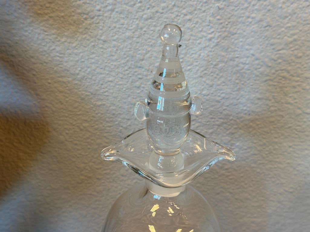 20TH CENTURY HAND BLOWN ART GLASS CLEAR GLASS CLOWN DECANTER - 2