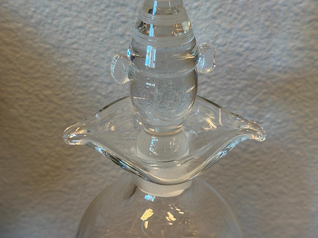 20TH CENTURY HAND BLOWN ART GLASS CLEAR GLASS CLOWN DECANTER - 3