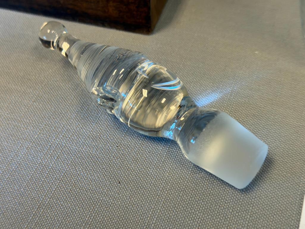 20TH CENTURY HAND BLOWN ART GLASS CLEAR GLASS CLOWN DECANTER - 5