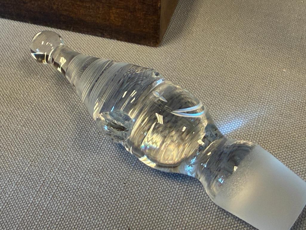 20TH CENTURY HAND BLOWN ART GLASS CLEAR GLASS CLOWN DECANTER - 6