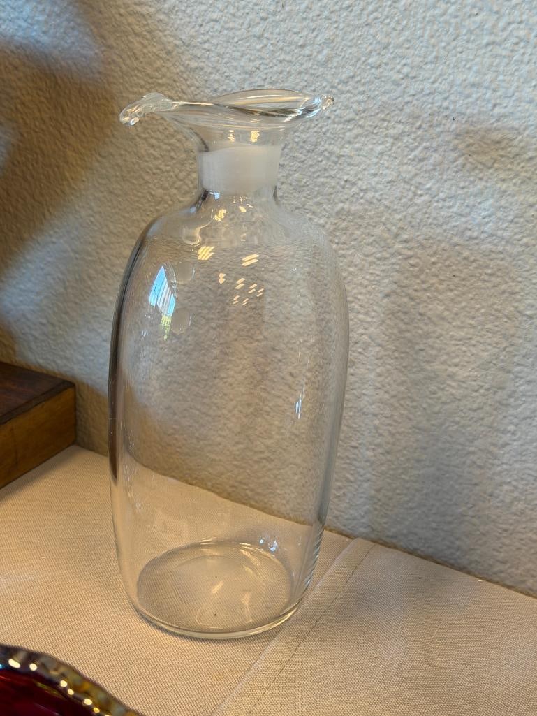 20TH CENTURY HAND BLOWN ART GLASS CLEAR GLASS CLOWN DECANTER - 7