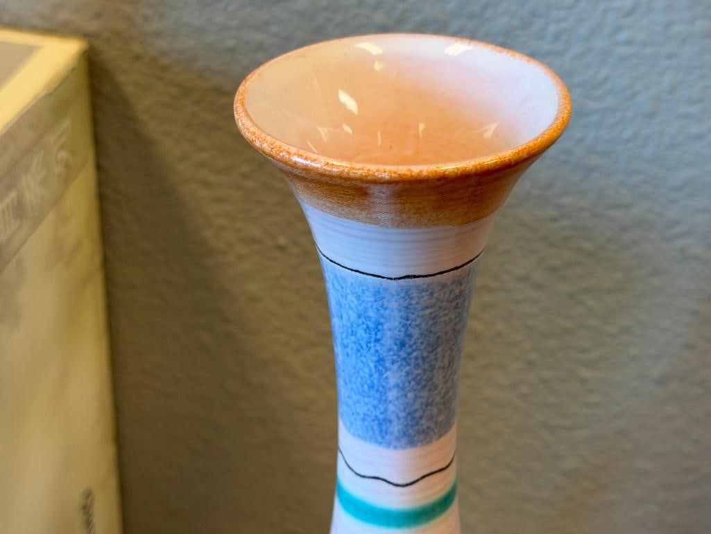 20TH CENTURY WAECHTERSBACH GERMAN MADE POTTERY TALL FLUTED BUD VASE - 6