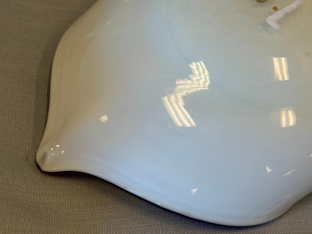 HAND BLOWN ART GLASS CASED GLASS CONFETTI BOWL WITH PINCHED RIM - 6