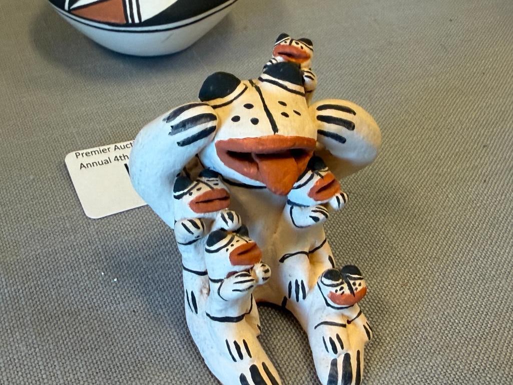 MARIA PRICILLA ROMERO COCHITI PUEBLO POTTERY MINIATURE FROG STORYTELLER CLAY FIGURE - 2