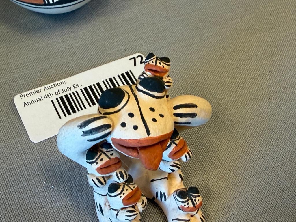 MARIA PRICILLA ROMERO COCHITI PUEBLO POTTERY MINIATURE FROG STORYTELLER CLAY FIGURE - 3