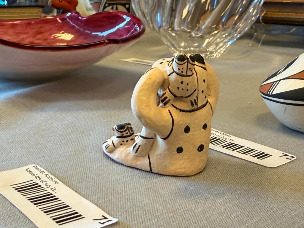 MARIA PRICILLA ROMERO COCHITI PUEBLO POTTERY MINIATURE FROG STORYTELLER CLAY FIGURE - 4