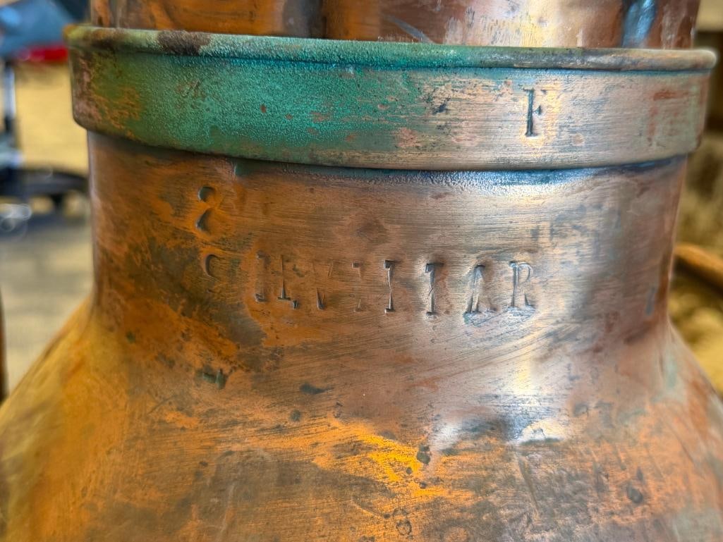 VINTAGE COPPER 40QT MILK CAN MARKED TBC AND DAIRY COMPANY - 14