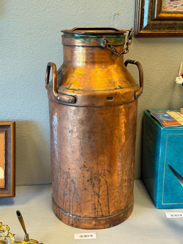 VINTAGE COPPER 40QT MILK CAN MARKED TBC AND DAIRY COMPANY - 7